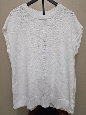 Eileen Fisher Cream Open-Knit Sleeveless Top